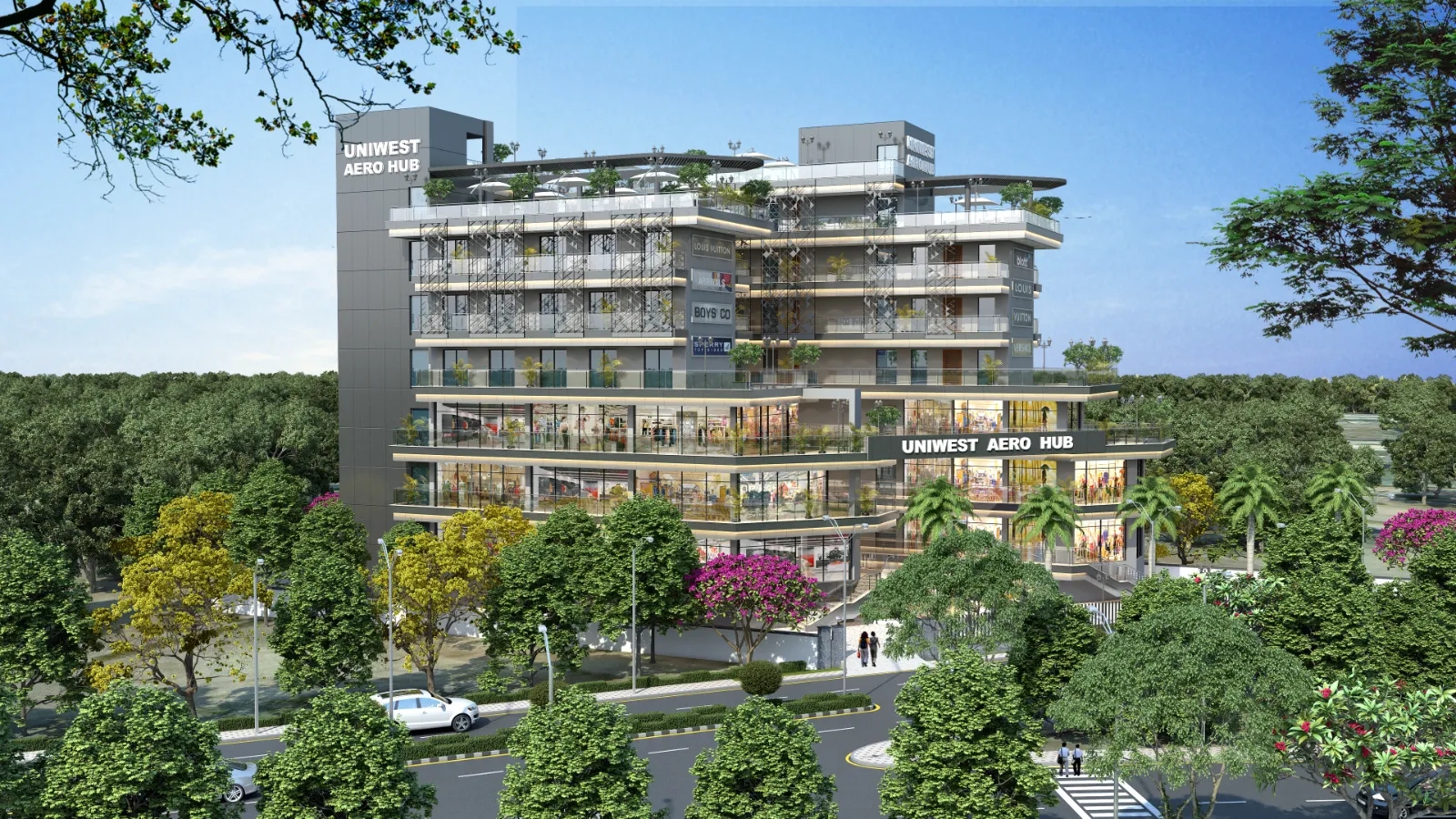 Uniwest Aero Hub – Commercial Shop for Sale in Sector 22D, Yamuna Expressway – Exterior view