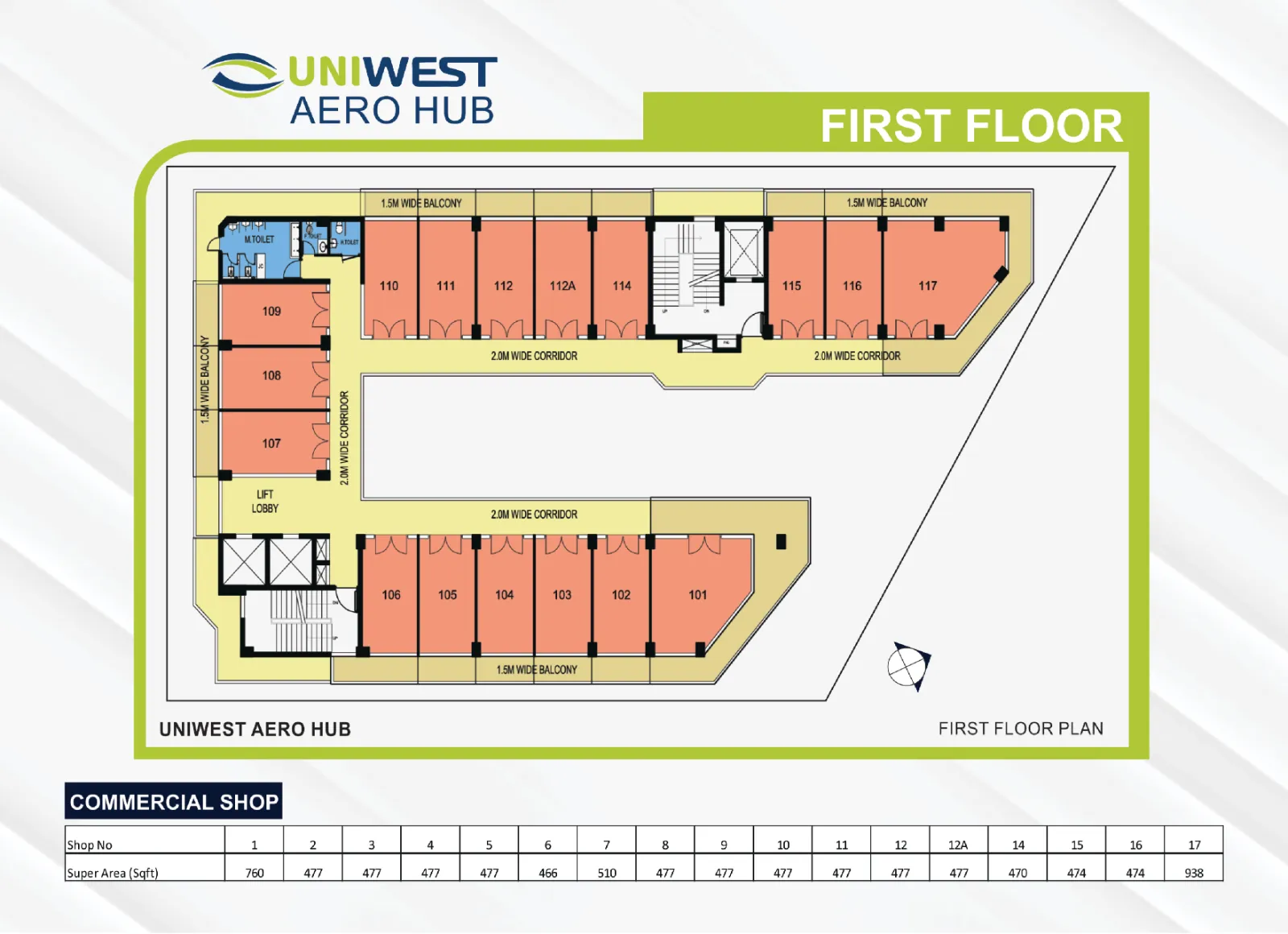 Uniwest Aero Hub – Commercial Shop for Sale in Sector 22D, Yamuna Expressway – Floor plan